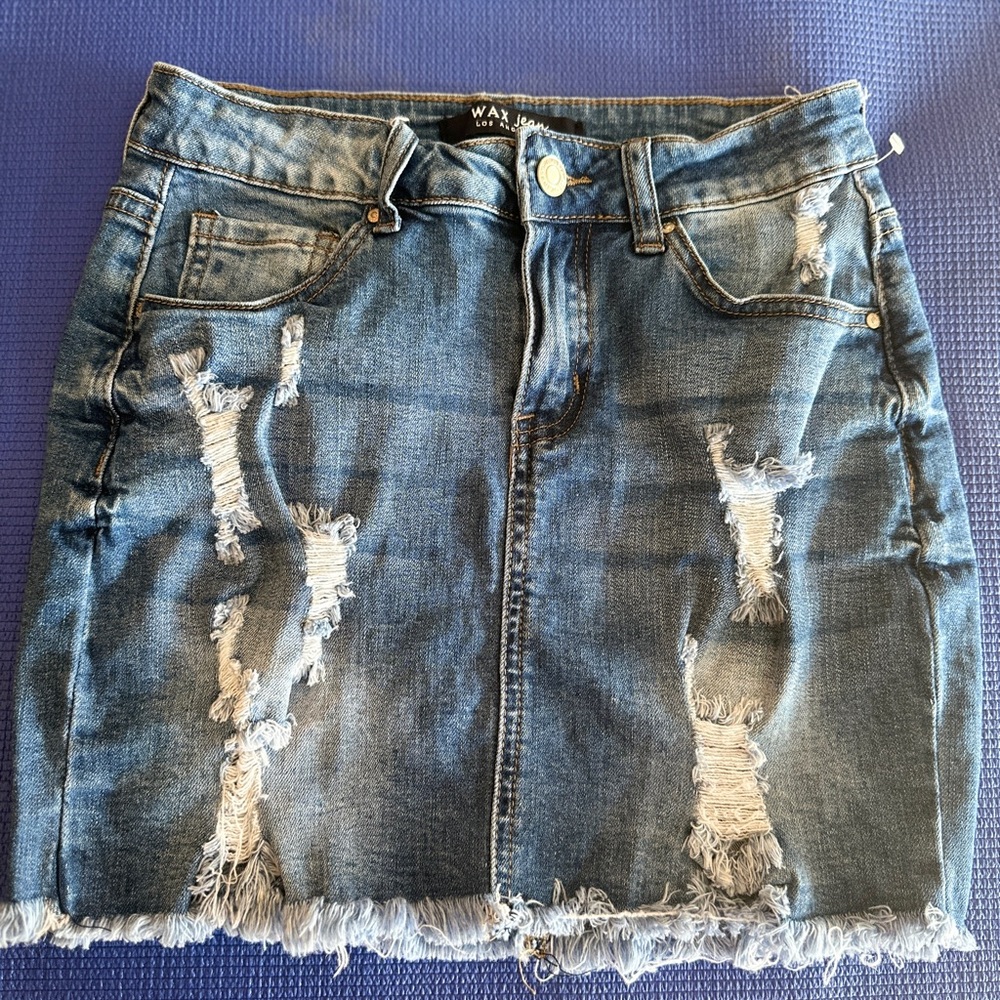 Wax Jean Blue Mini Pencil Skirt